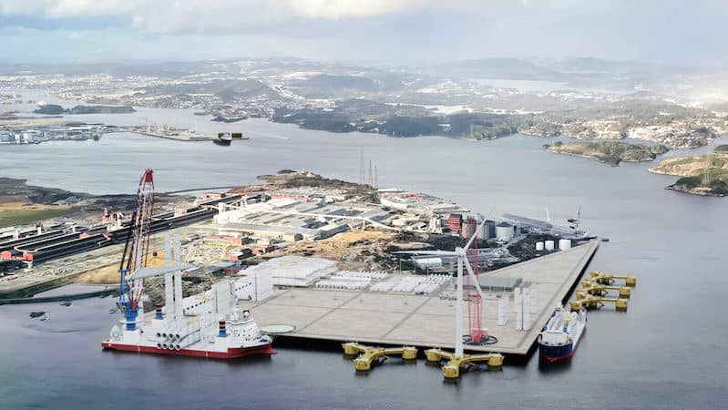 Illustrasjon over Haugesund Windport, Haavik, og Hydros fabrikkområde på Håvik. I bakgrunnen sees Haugesund Cargo Terminals, Husøy.